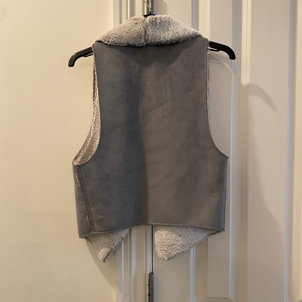 Tart Faux Fur + Suede Grey Reversible Vest - Softest Material Ever! View 3